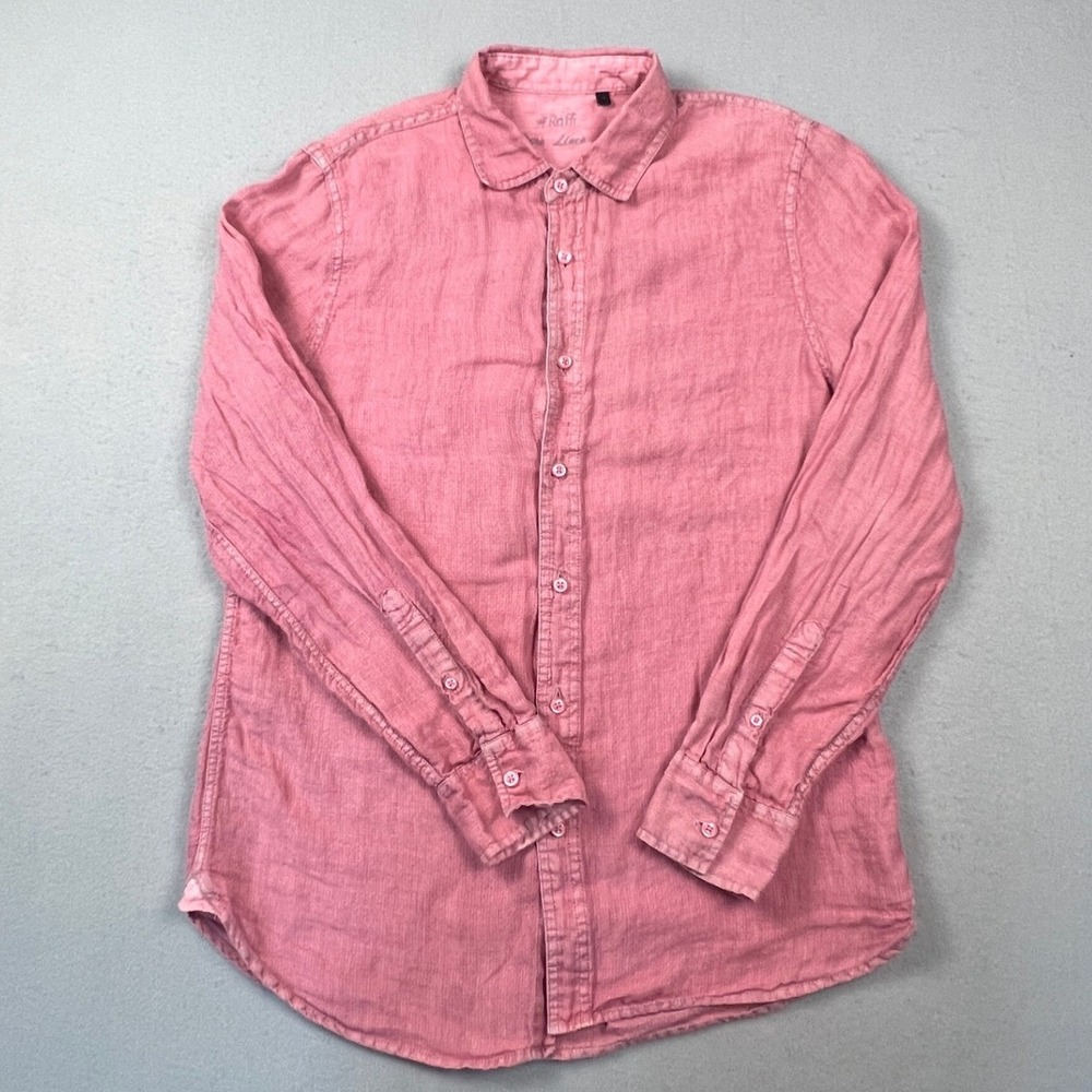 Raffi Button Down‎ Shirt Womens Small Pink 100% Pure Linen Casual Summer